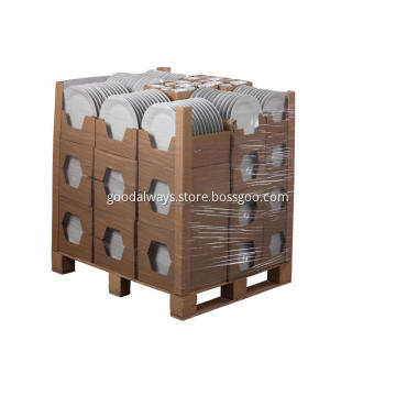 Pallet packing white porcelain dinnerware plate bowl mug